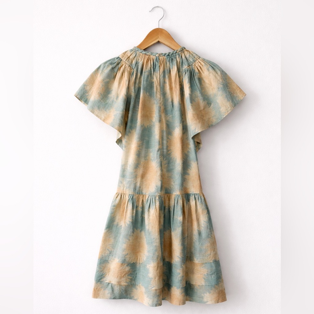 Ulla Johnson Mini Dress Isolde Calcite Print Small 4 Cotton Tie Dye Designer - Picture 3 of 10